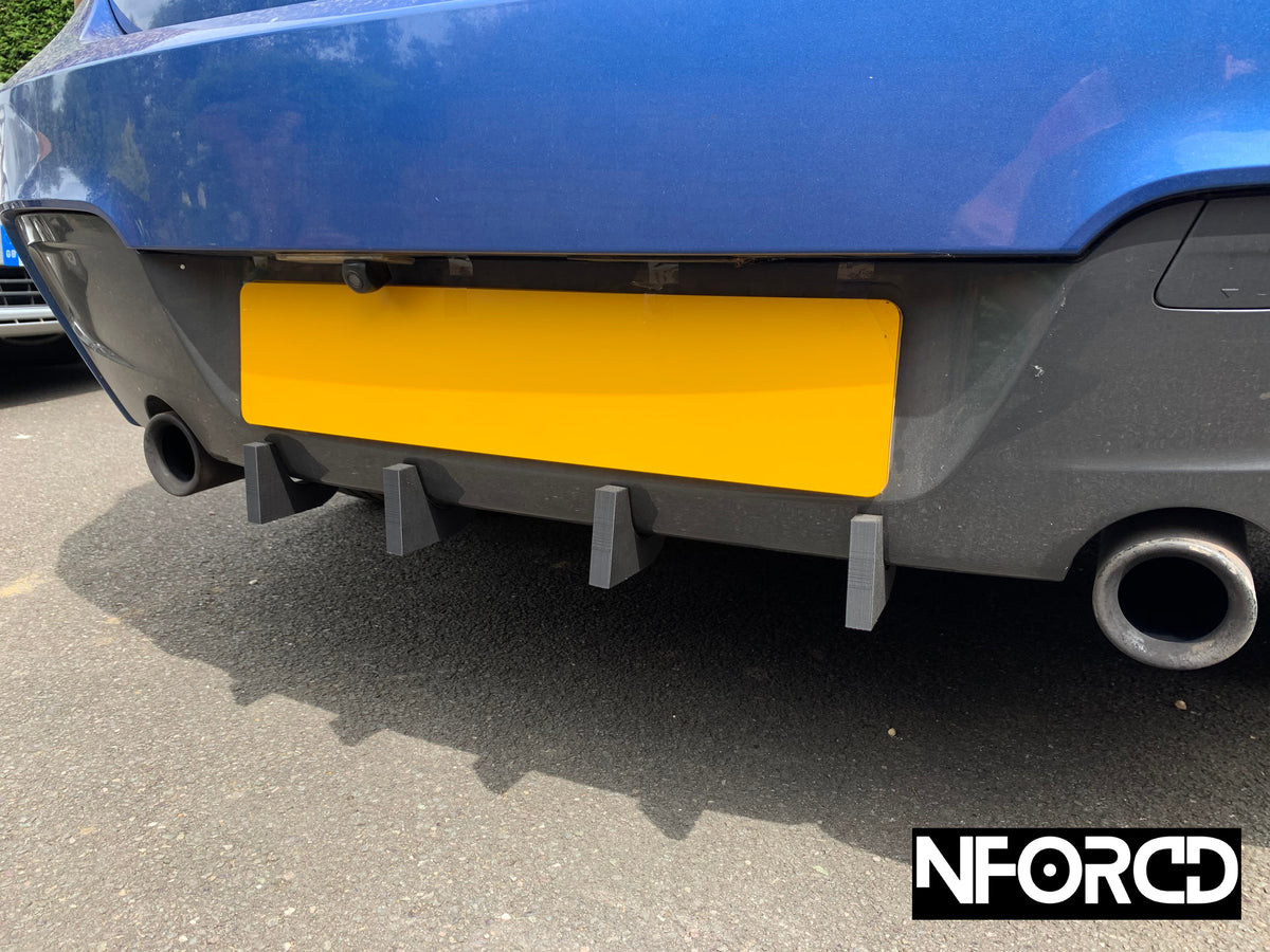 BMW M135i F20 F21 rear bumper fin insert diffuser, matte black