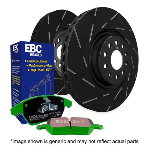 BMW E60 E61 E63 E64 Front Brake Kit - EBC Greenstuff 2000 DP21449 + USR Slotted Discs USR1246