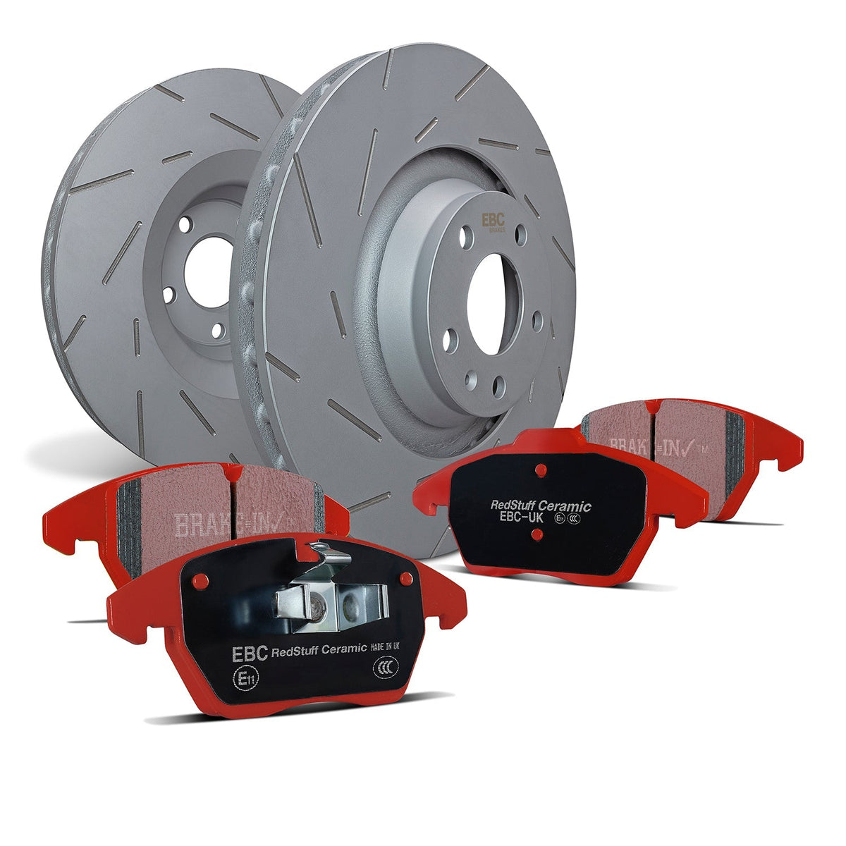Brake Kit UK Fitment - EBC Redstuff Pads & USR Slotted Discs PD07KR210