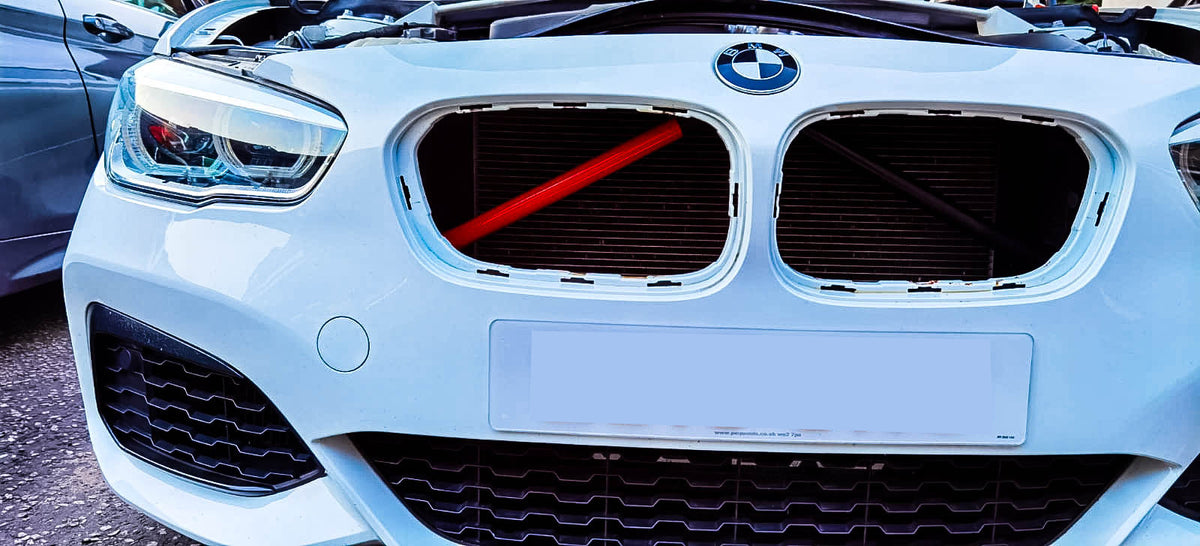 BMW V brace red luminescent vinyl overlay sticker