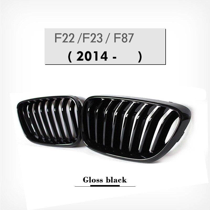 BMW F22 F23 F87 M2 Front Kidney Grilles - Gloss Black or Carbon Fibre ABS Pair