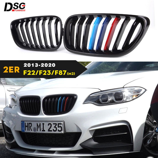 BMW F22 F23 F87 M2 Front Kidney Grilles - Gloss Black or Carbon Fibre ABS Pair
