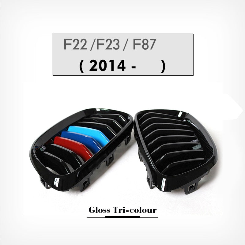 BMW F22 F23 F87 M2 Front Kidney Grilles - Gloss Black or Carbon Fibre ABS Pair