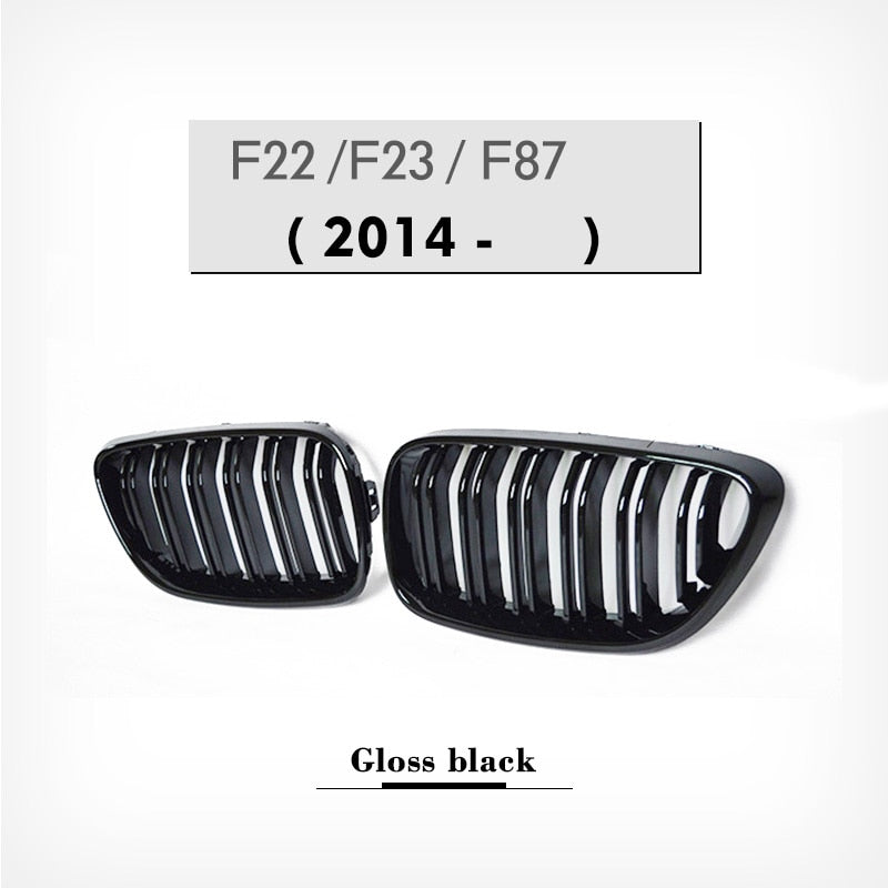 BMW F22 F23 F87 M2 Front Kidney Grilles - Gloss Black or Carbon Fibre ABS Pair