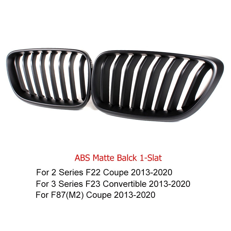 BMW F22 F23 F87 M2 Front Kidney Grilles - Gloss Black or Carbon Fibre ABS Pair