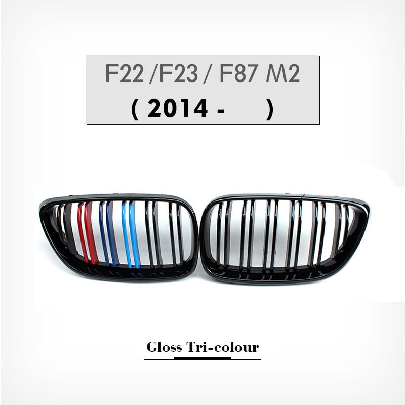 BMW F22 F23 F87 M2 Front Kidney Grilles - Gloss Black or Carbon Fibre ABS Pair