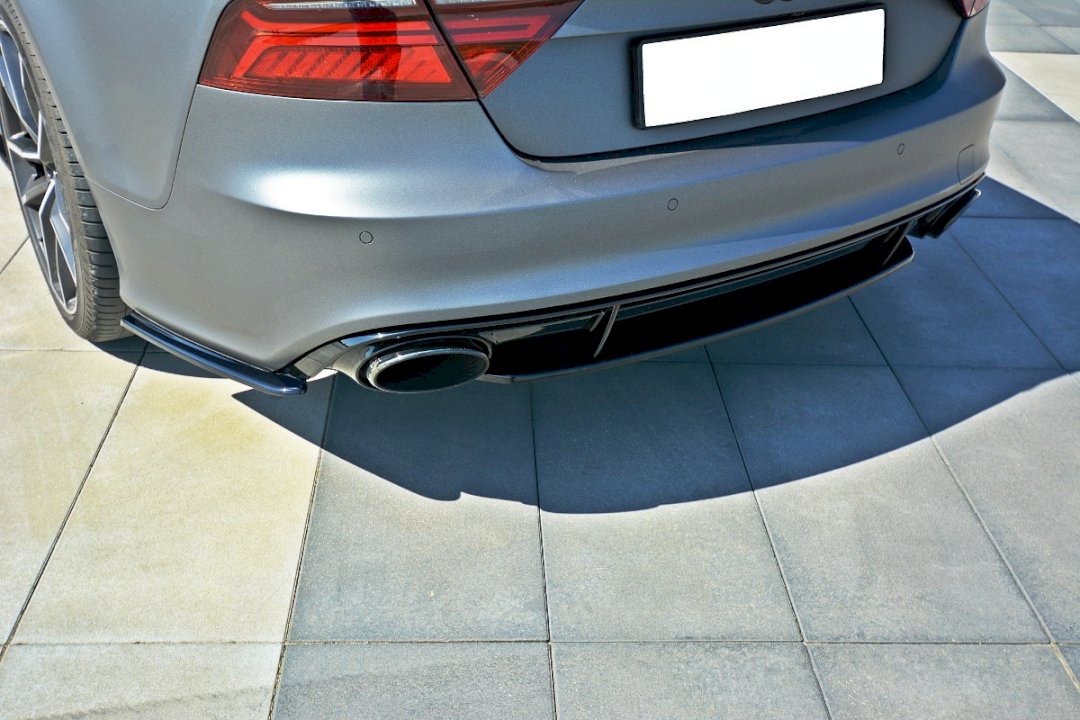 Audi RS7 C7 (2013-2018) central rear splitter, Maxton Design gloss black ABS