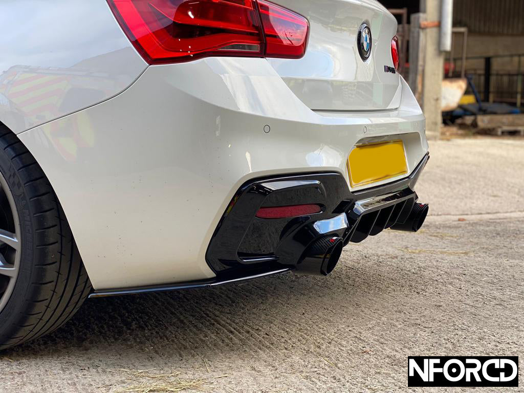 F20 M140i M135i LCI rear diffuser, gloss black ABS