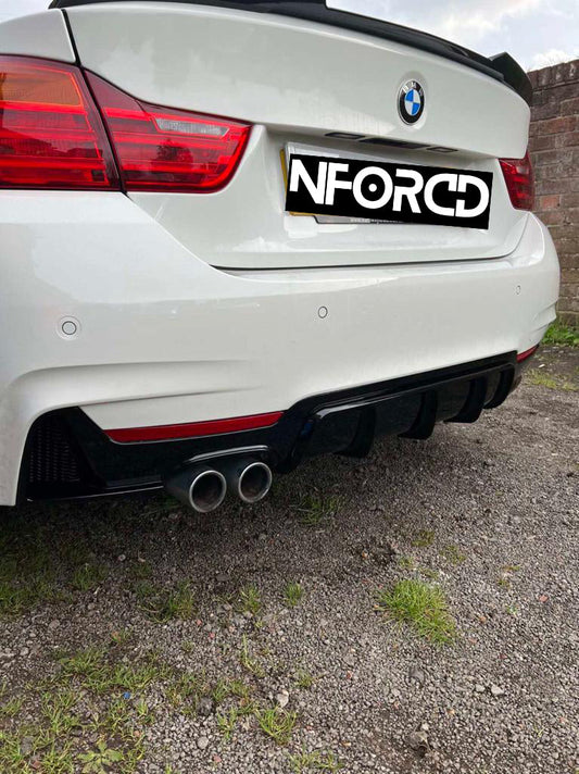 BMW F32 4 Series Rear Diffuser - Gloss Black M Sport - Single or Dual Exit