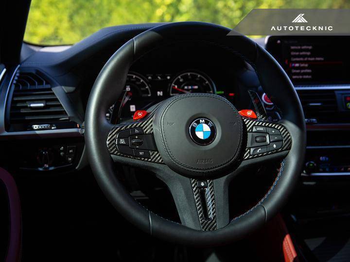 BMW X3 G01 X4 G02 Carbon Fibre Alcantara Steering Wheel Trim AutoTecknic 3K 2x2