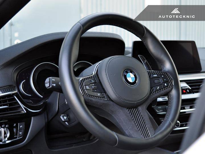 BMW X3 G01 X4 G02 Carbon Fibre Alcantara Steering Wheel Trim AutoTecknic 3K 2x2