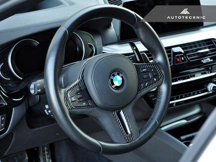 F97 F98 X3M X4M Carbon Fibre & Alcantara Steering Wheel Trim Insert - Autotecknic 2x2 3K