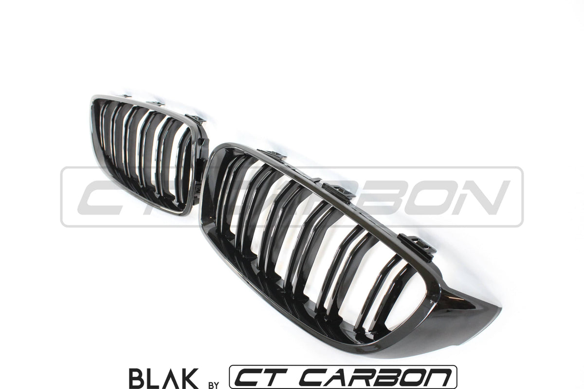 F82 F83 M4 & F32 F33 F36 4 Series Double Slat Black Grilles - BLAK by CT Carbon