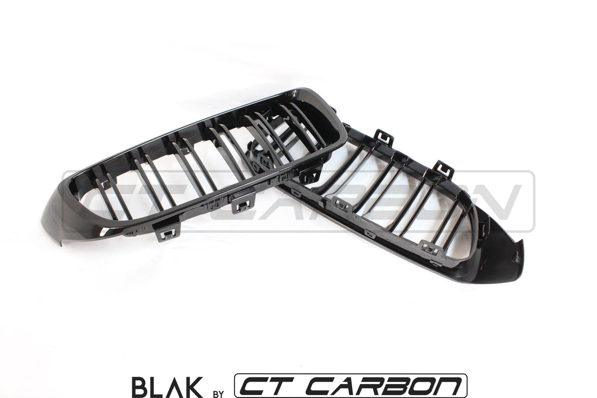 F82 F83 M4 & F32 F33 F36 4 Series Double Slat Black Grilles - BLAK by CT Carbon