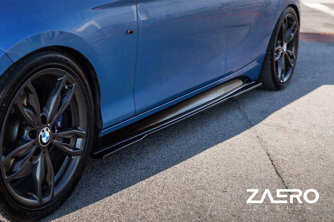 BMW F20 F21 F22 F23 Side Skirt Extensions - ZAERO EVO-1 Gloss Black ABS