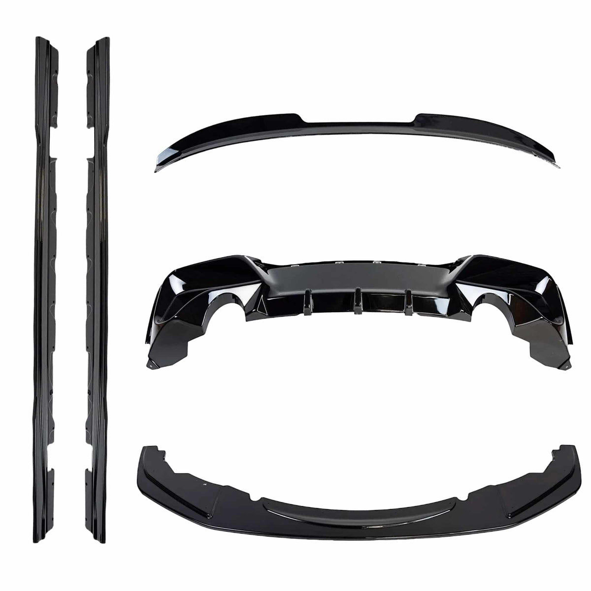 F20 F21 Pre-LCI ZAERO EVO-1 Gloss Black Body Kit 4-Piece (Front Lip, Side Skirts, Rear Diffuser, Spoiler) - Part No. ZE-F20-GB