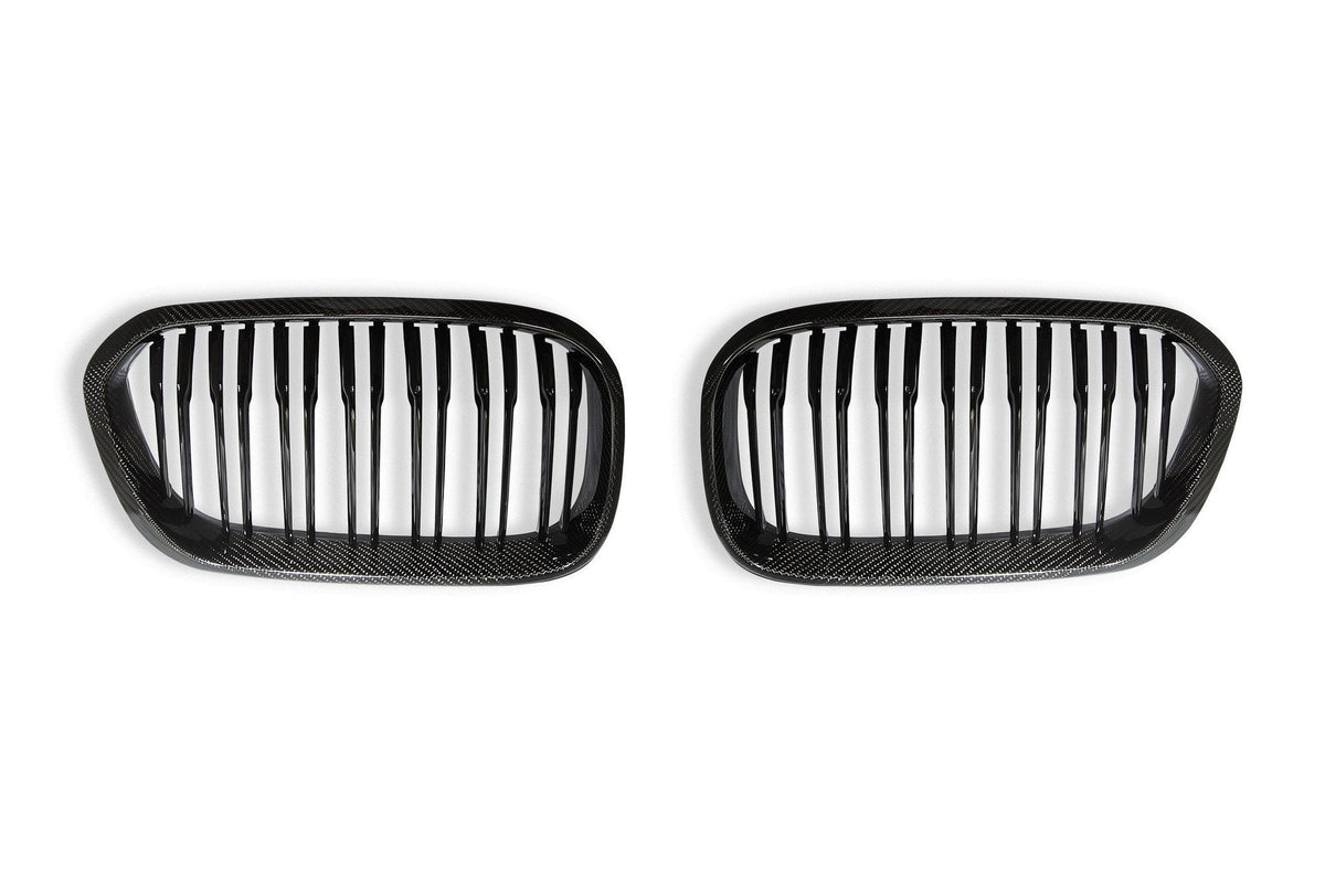 BMW F20 F21 LCI Carbon Fibre Double Slat Kidney Grille Set (2x2 Twill)
