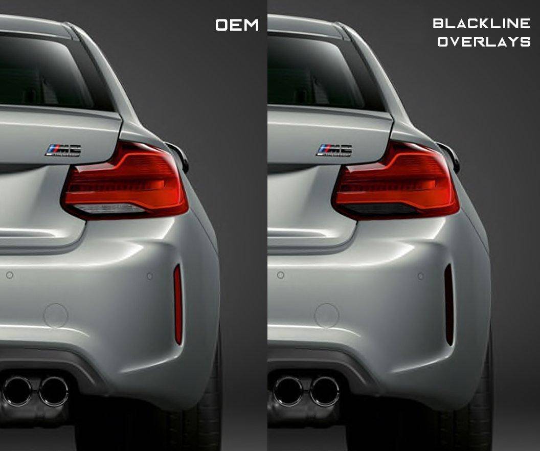 F87 M2 Rear Reflector Overlay Tint Kit - Smoked Honeycomb - Goldenwrench BLACKLINE (2016-2021)