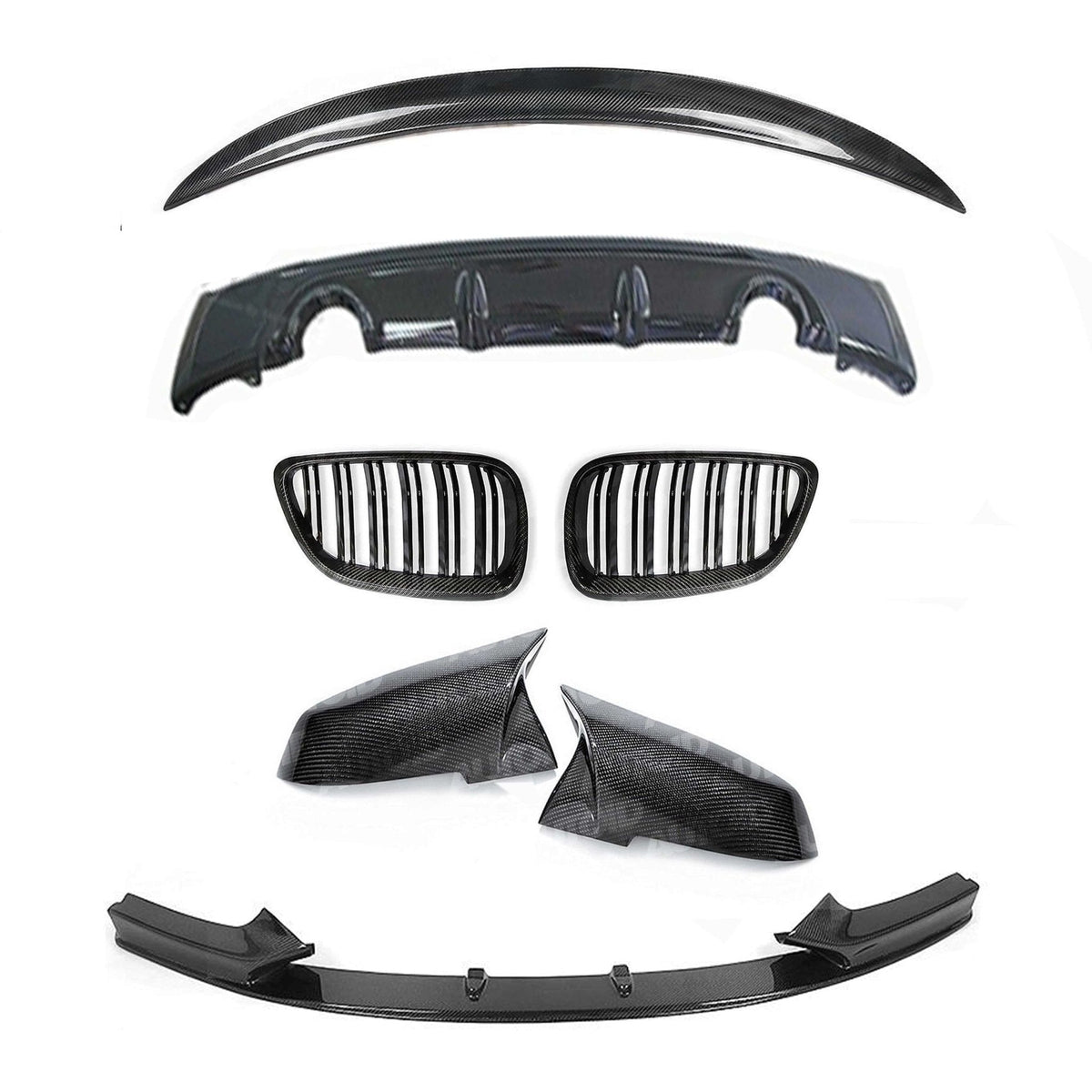 F22 BMW 2 Series Carbon Fibre Body Kit - Front Splitter Rear Diffuser Spoiler Grilles Mirror Covers