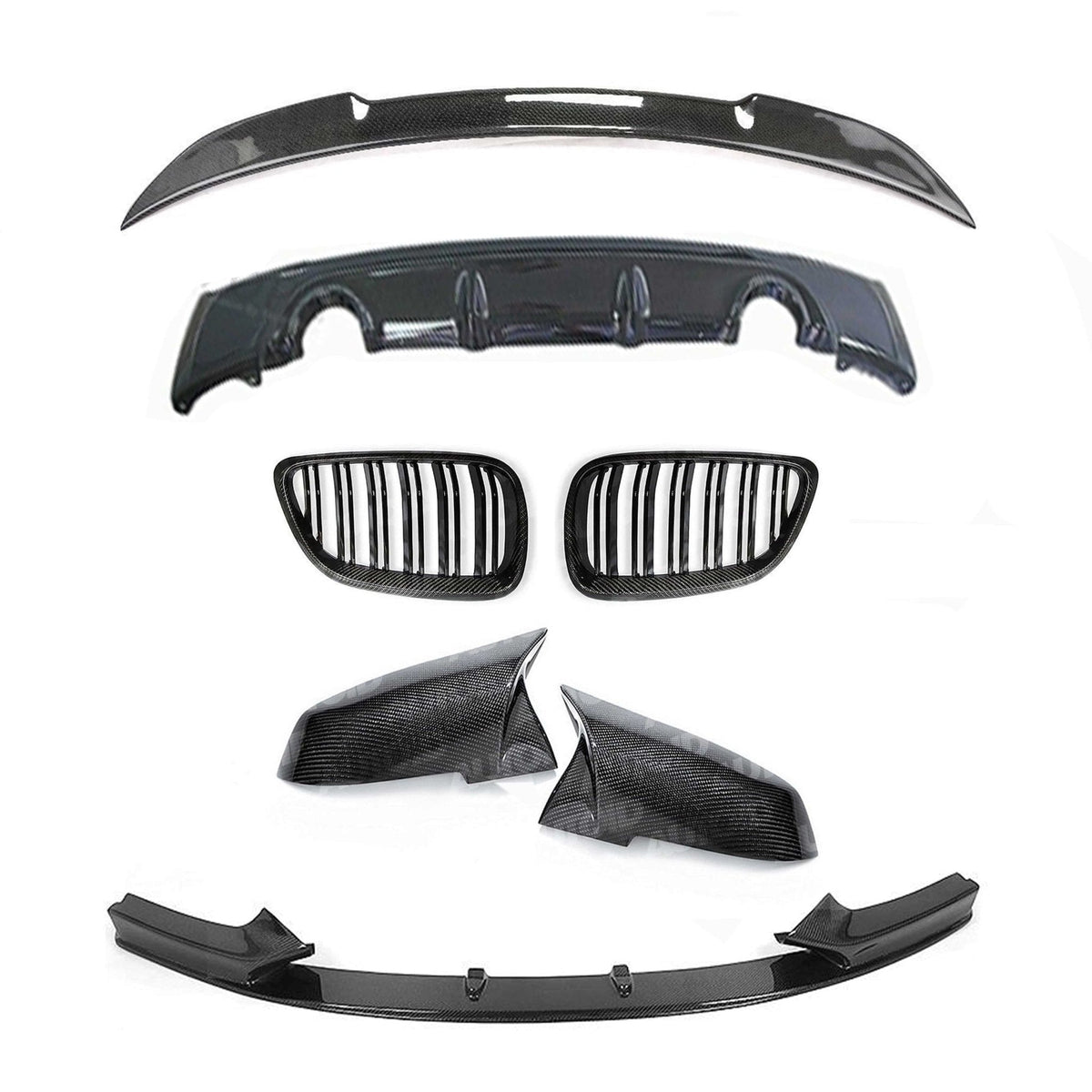 F22 BMW 2 Series Carbon Fibre Body Kit - Front Splitter Rear Diffuser Spoiler Grilles Mirror Covers