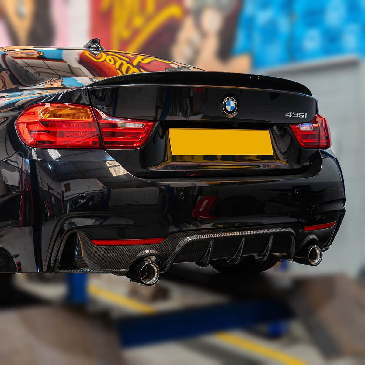 BMW F32 F33 F36 4 Series carbon fibre rear diffuser, dual exhaust cutout