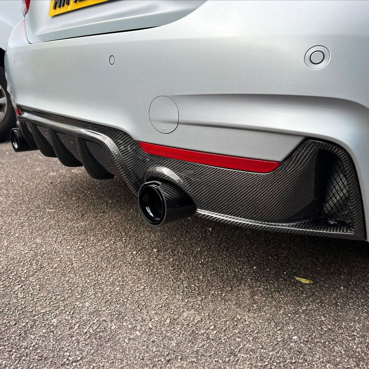 BMW F32 F33 F36 4 Series carbon fibre rear diffuser, dual exhaust cutout