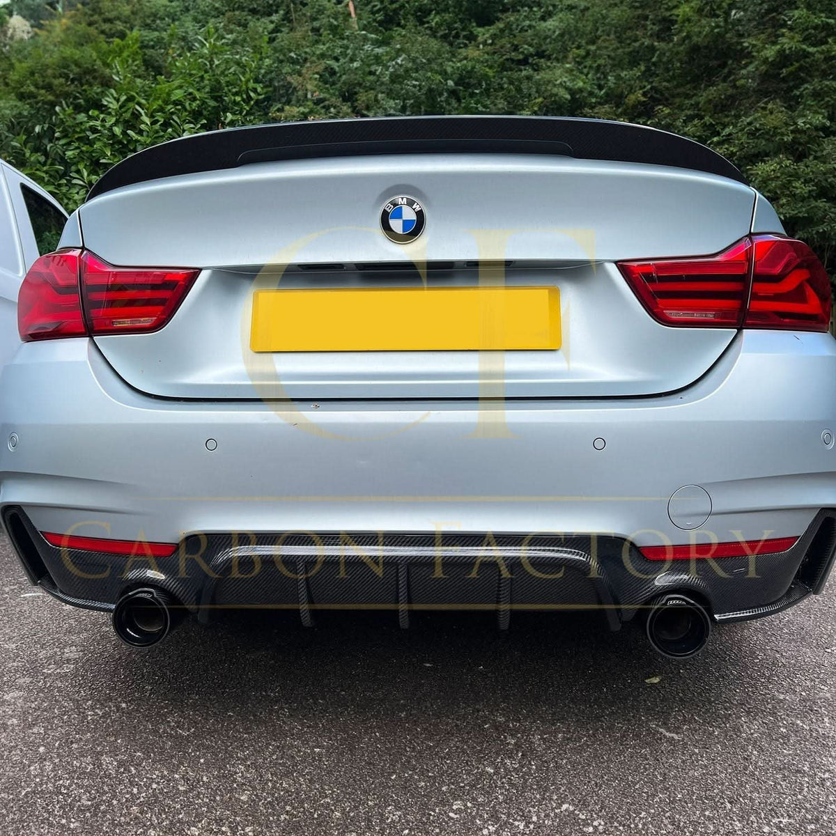 BMW F32 F33 F36 4 Series carbon fibre rear diffuser, dual exhaust cutout