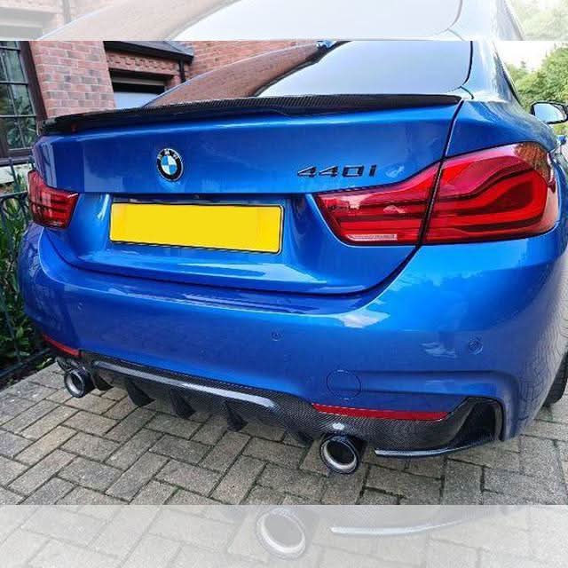 BMW F32 F33 F36 4 Series carbon fibre rear diffuser, dual exhaust cutout