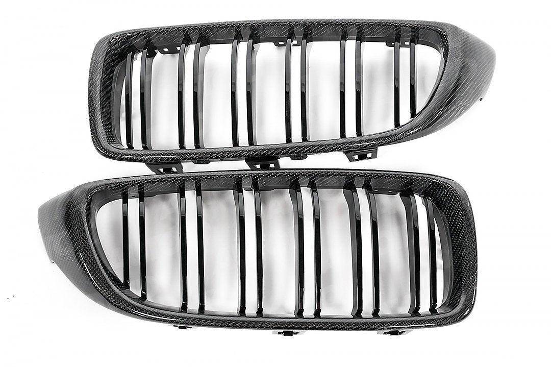 F32 F33 F80 F82 F83 BMW Carbon Fibre Double Slat Kidney Grilles, Part No AUTOID-F82-GRIL