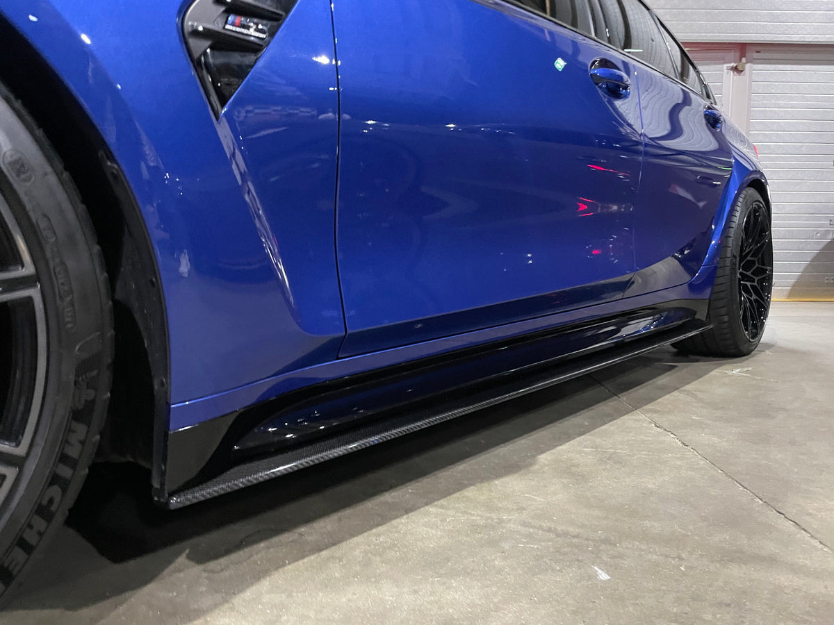 BMW G80 G81 M3 Carbon Fibre Side Skirt Extensions CT Design Part No. CT-G80-SKIRT-EXT