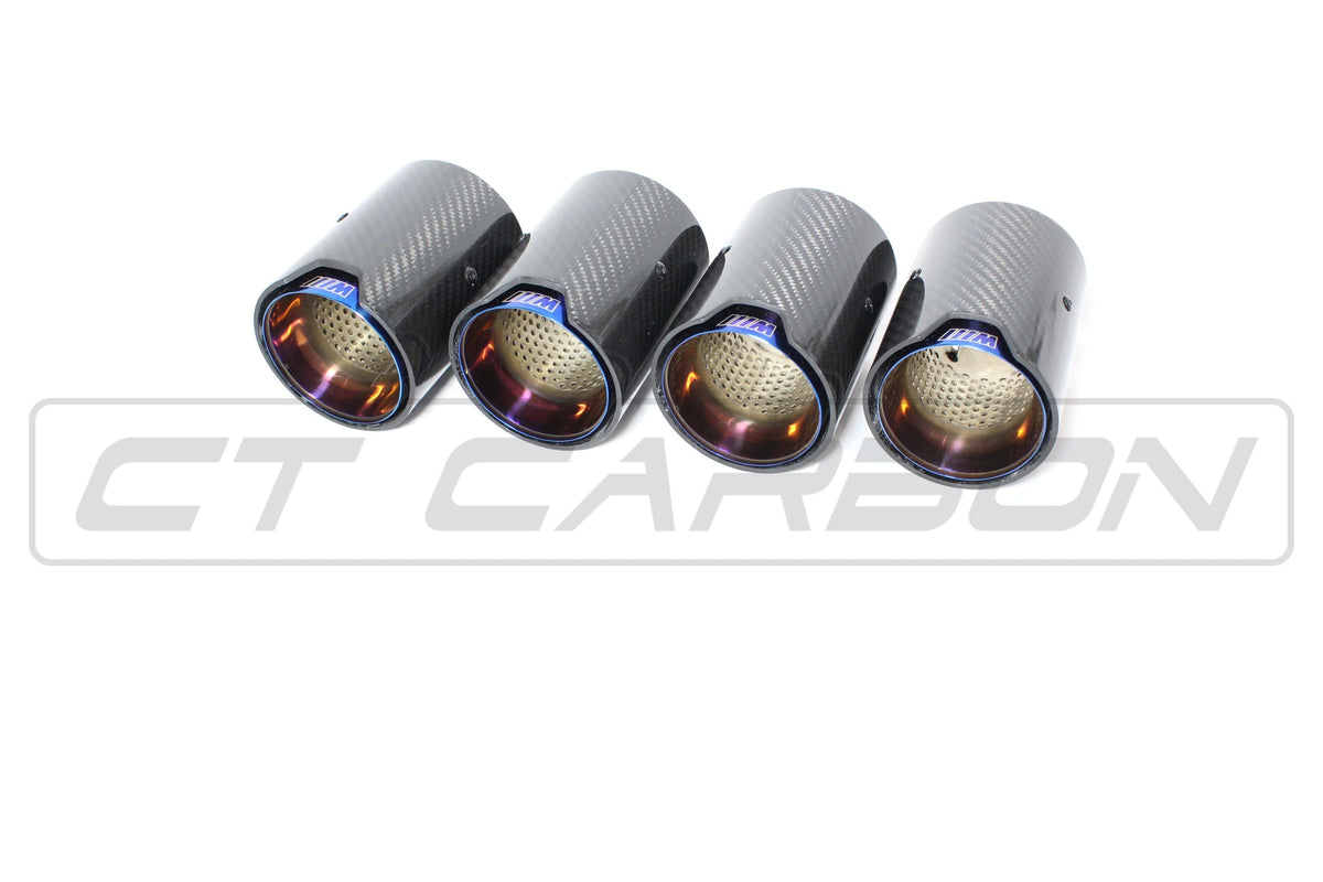 F80 F82 F83 F87 F10 BMW M Carbon Fibre Exhaust Tips Burnt Ends x4 - CT-CARBON-BE4