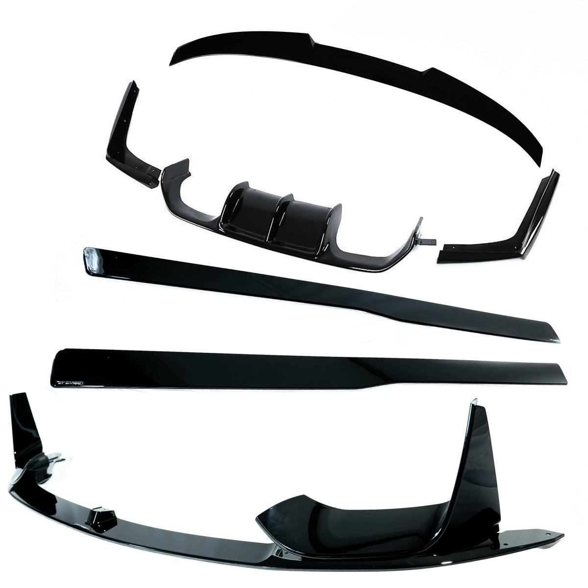 BMW M4 F82 Full Gloss Black Body Kit - MP-Style Front Splitter, Side Skirts, V-Spoiler & Diffuser