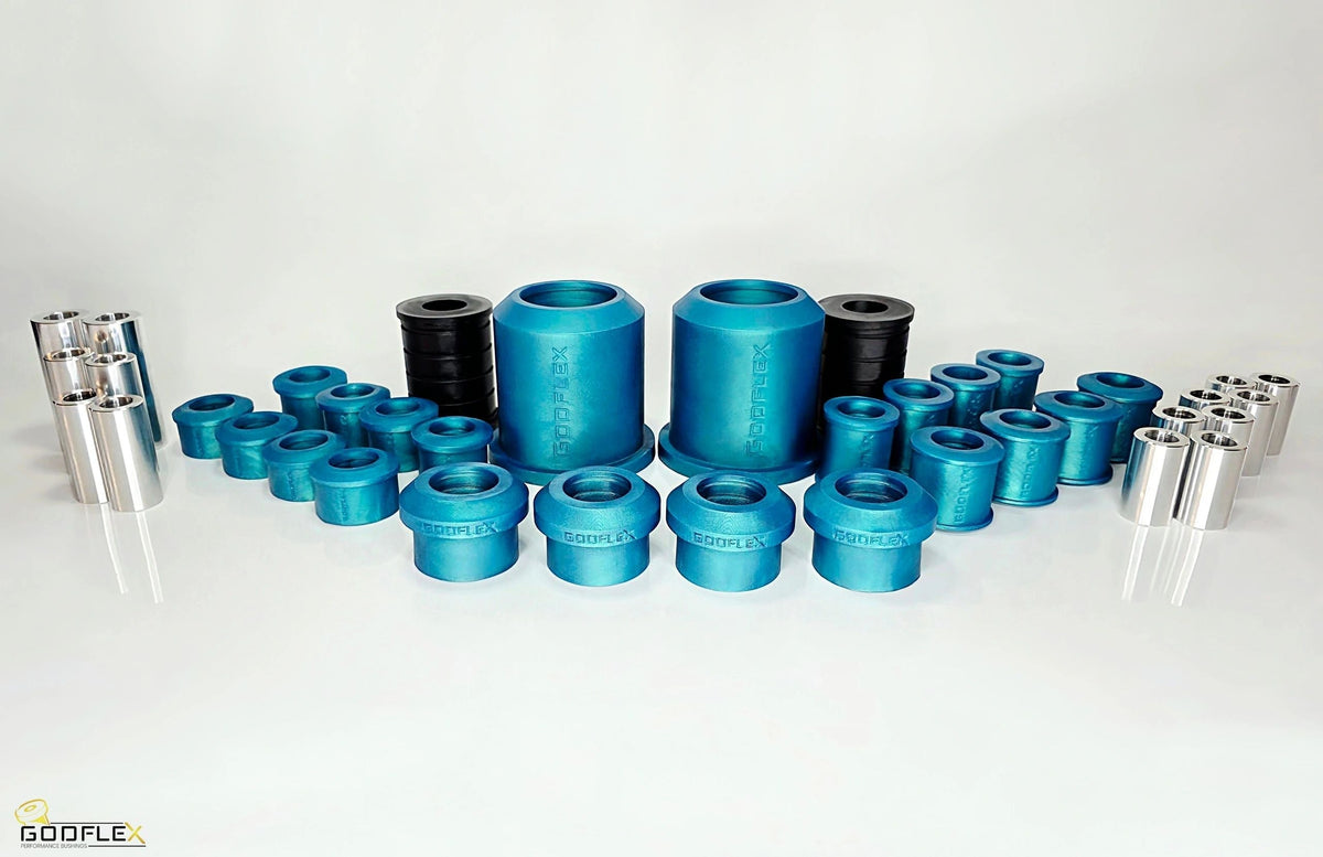 Mazda 5 CR19 (2004-2010) front & rear suspension arm bushes - GodFlex 85A polyurethane, 16-piece