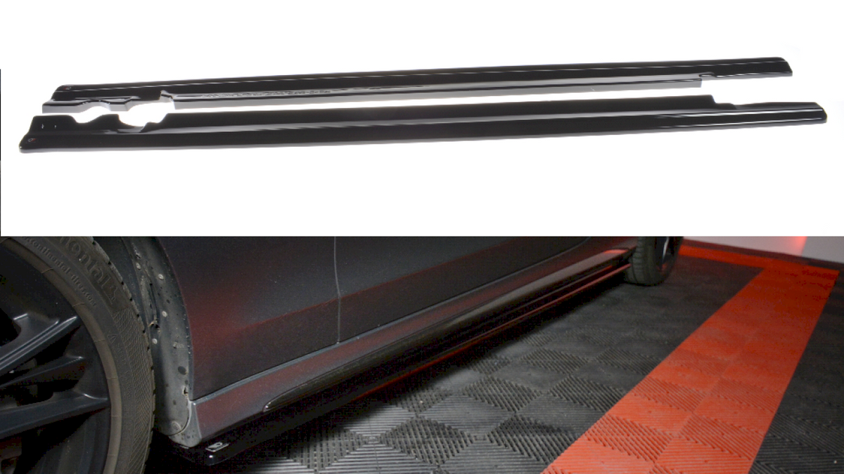 Mercedes C-Class W205 Coupe AMG-Line (2015-2018) Maxton Design ABS Side Skirt Splitters