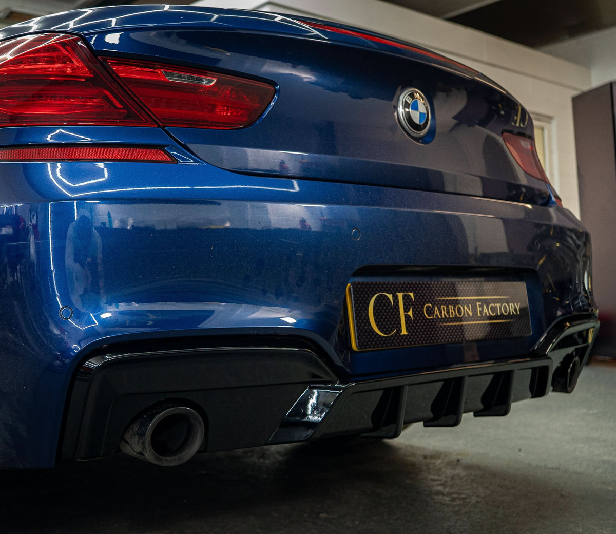 BMW F06 F12 F13 6 Series M Sport rear diffuser, gloss black, V-style