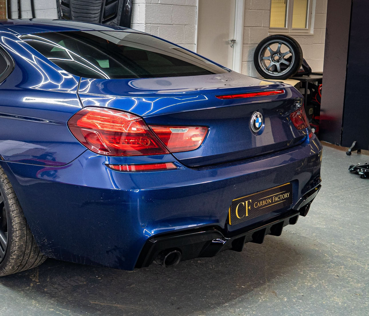 BMW F06 F12 F13 6 Series M Sport rear diffuser, gloss black, V-style