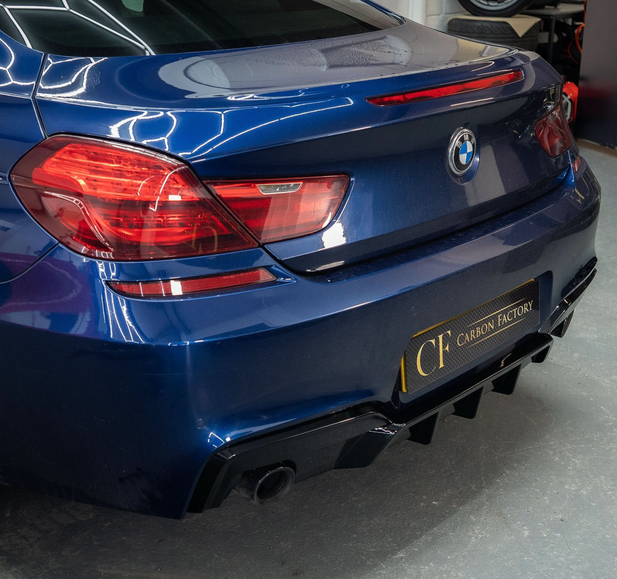 BMW F06 F12 F13 6 Series M Sport rear diffuser, gloss black, V-style