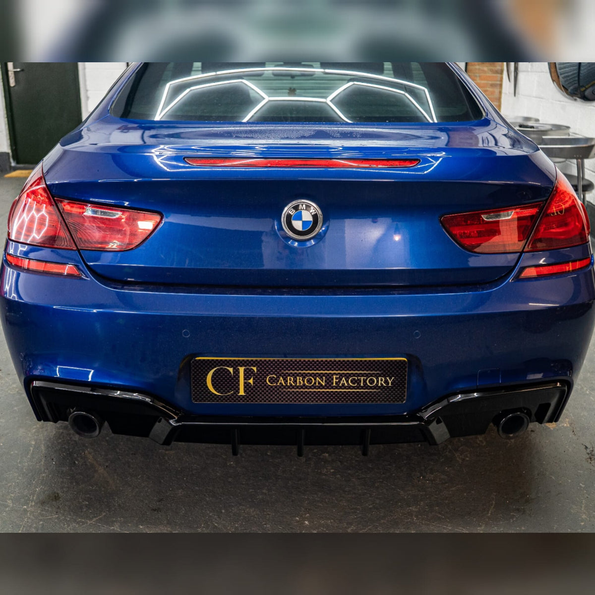 BMW F06 F12 F13 6 Series M Sport rear diffuser, gloss black, V-style