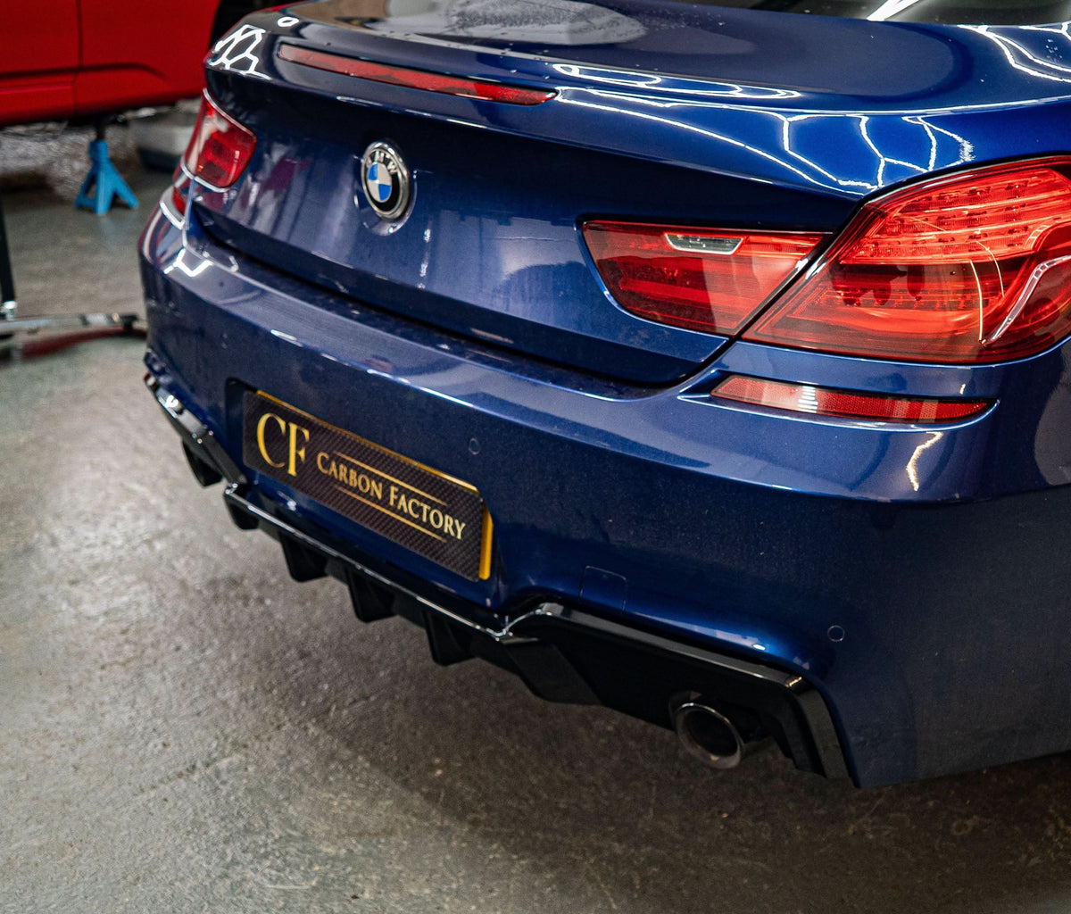 BMW F06 F12 F13 6 Series M Sport rear diffuser, gloss black, V-style
