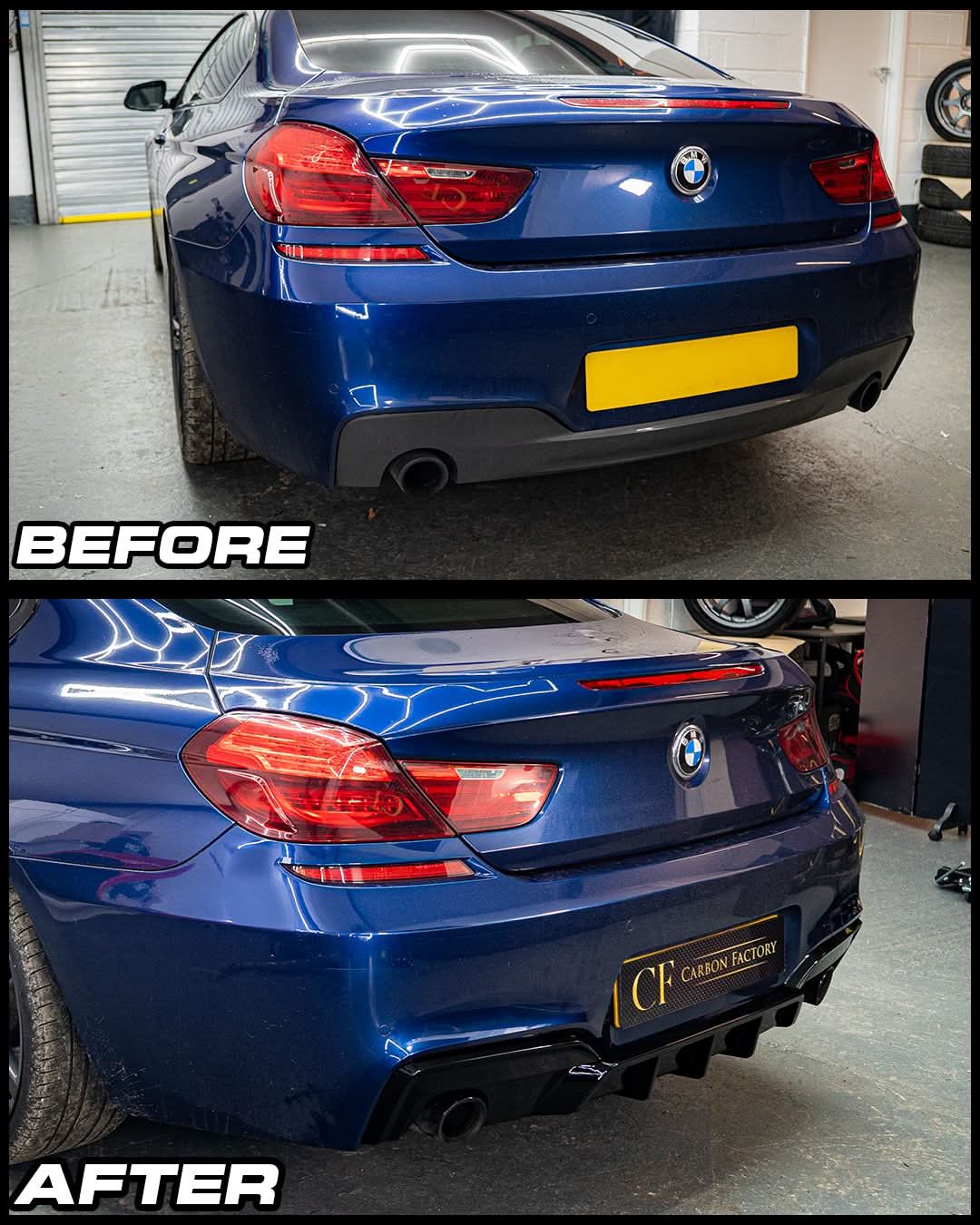 BMW F06 F12 F13 6 Series M Sport rear diffuser, gloss black, V-style