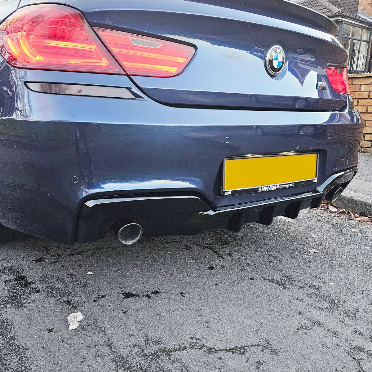 BMW F06 F12 F13 6 Series M Sport rear diffuser, gloss black, V-style