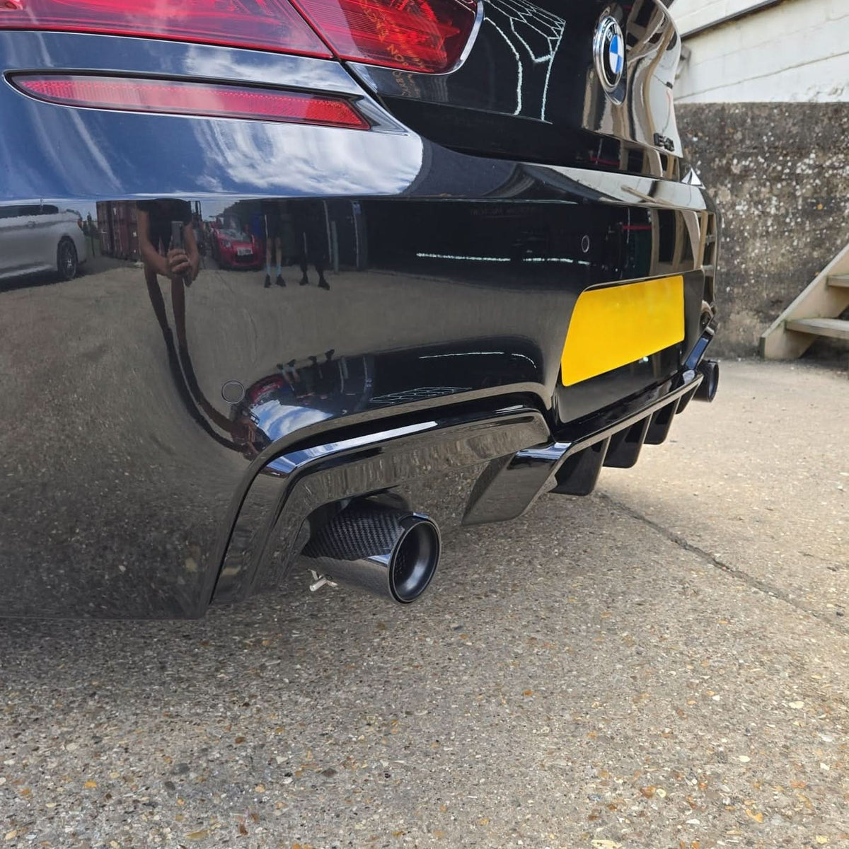 BMW F06 F12 F13 6 Series M Sport rear diffuser, gloss black, V-style