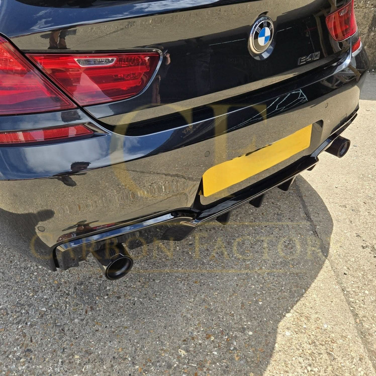 BMW F06 F12 F13 6 Series M Sport rear diffuser, gloss black, V-style