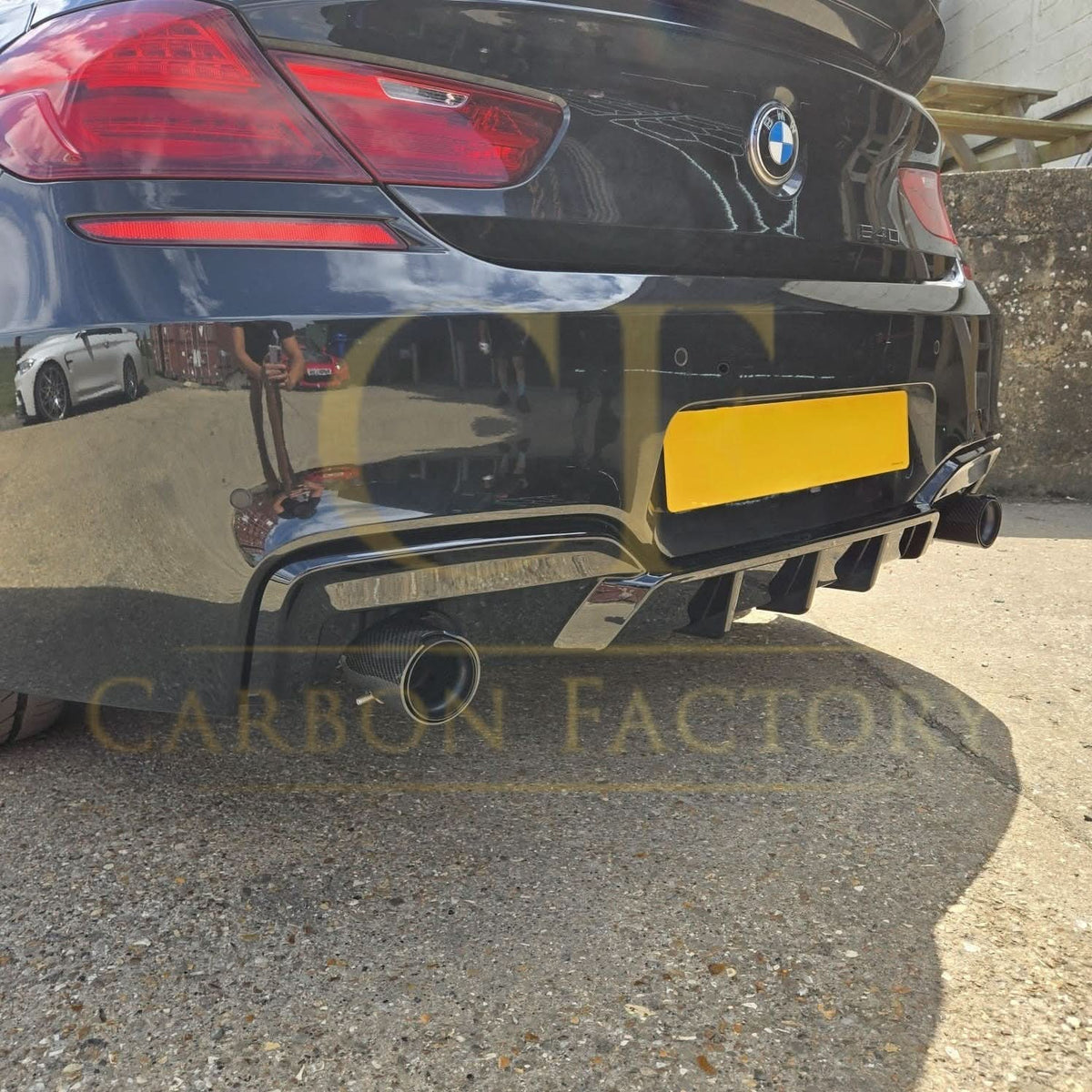 BMW F06 F12 F13 6 Series M Sport rear diffuser, gloss black, V-style