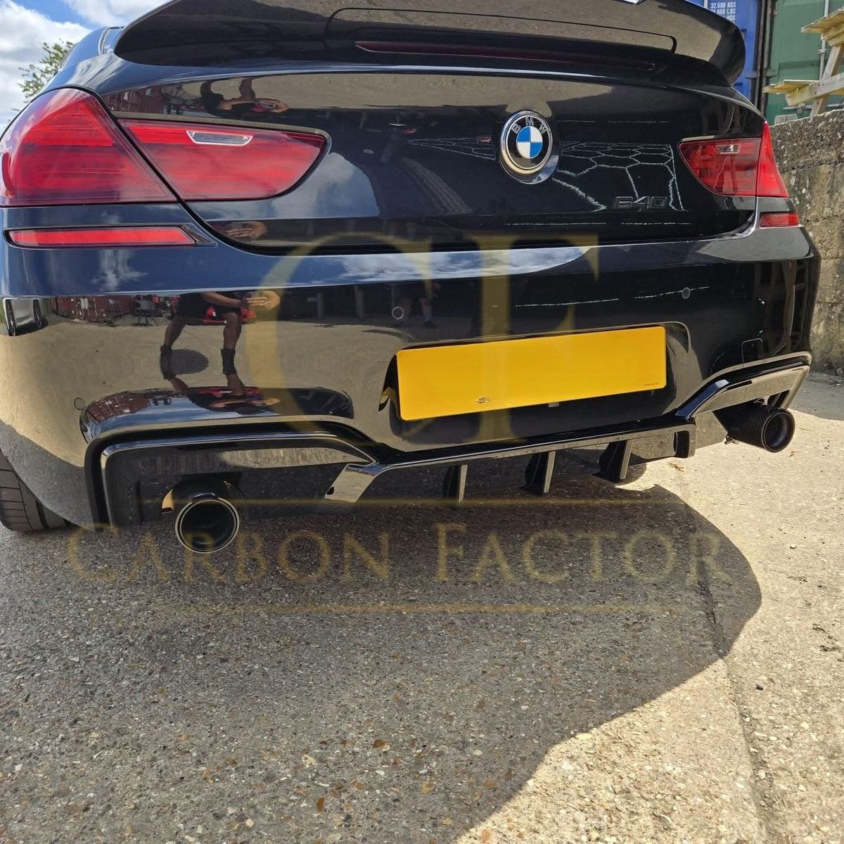 BMW F06 F12 F13 6 Series M Sport rear diffuser, gloss black, V-style