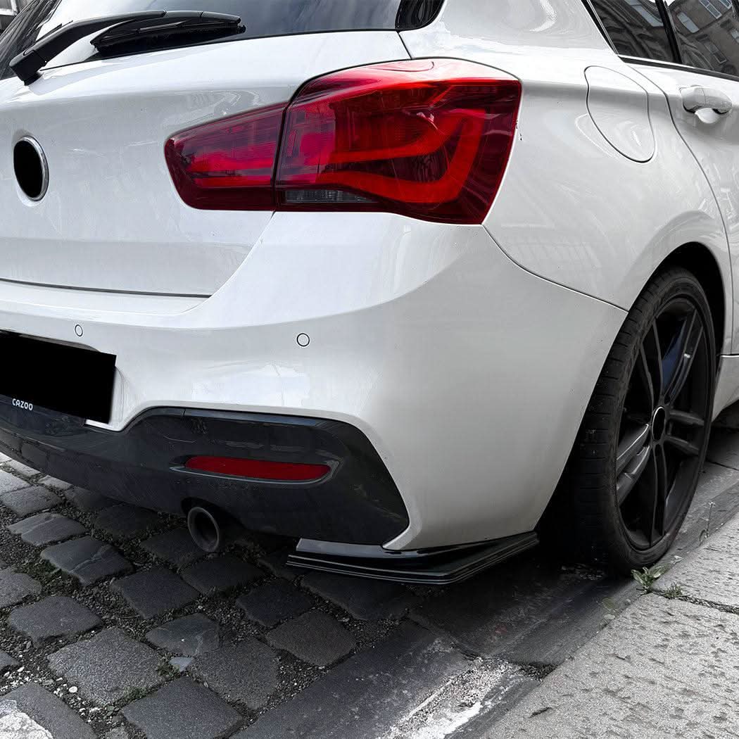 BMW F20 F21 1 Series LCI M Sport 15-19 Gloss Black Rear Bumper Spats