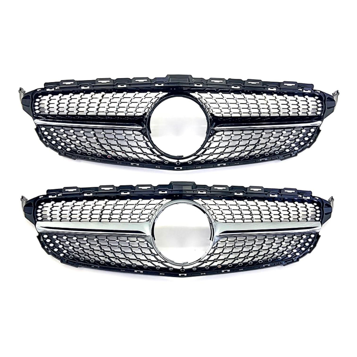 W205 C-Class Diamond Front Grille - Gloss Black, Direct Fit