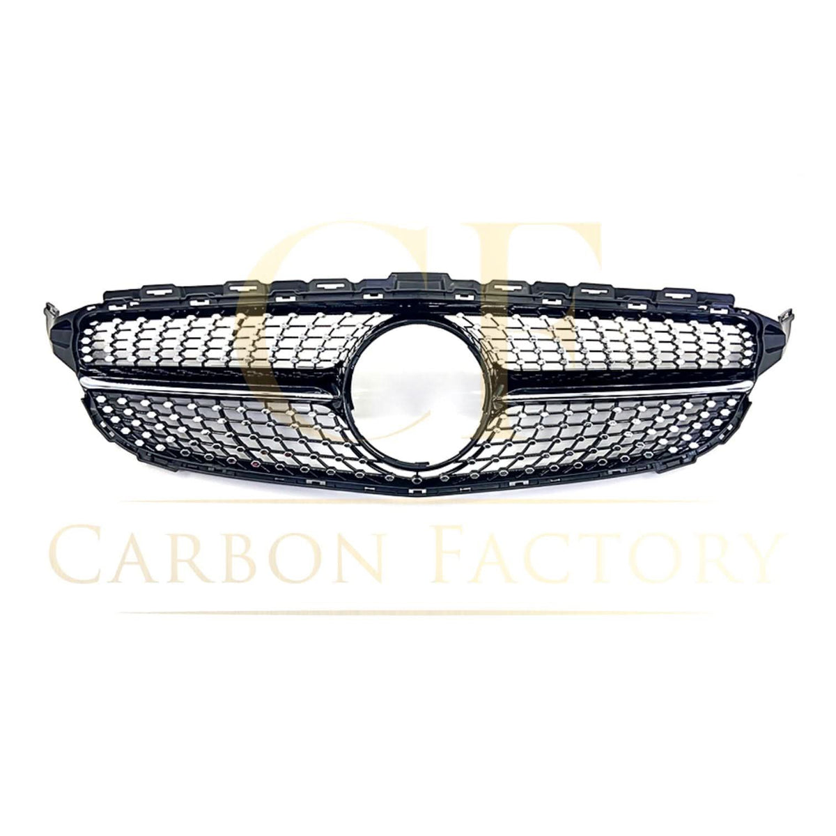 W205 C-Class Diamond Front Grille - Gloss Black, Direct Fit