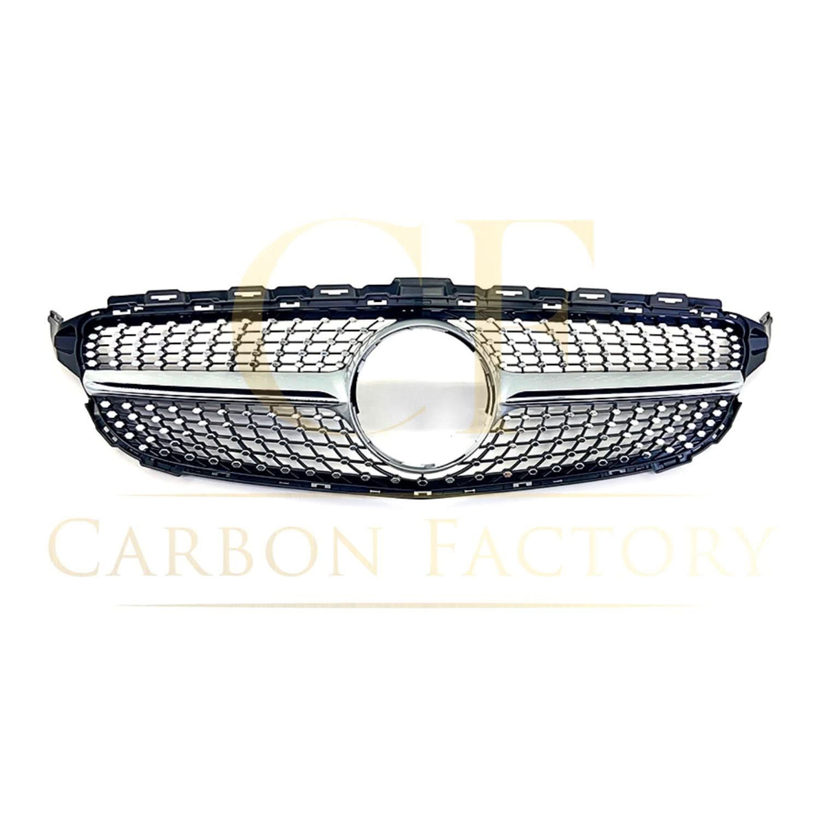 W205 C-Class Diamond Front Grille - Gloss Black, Direct Fit