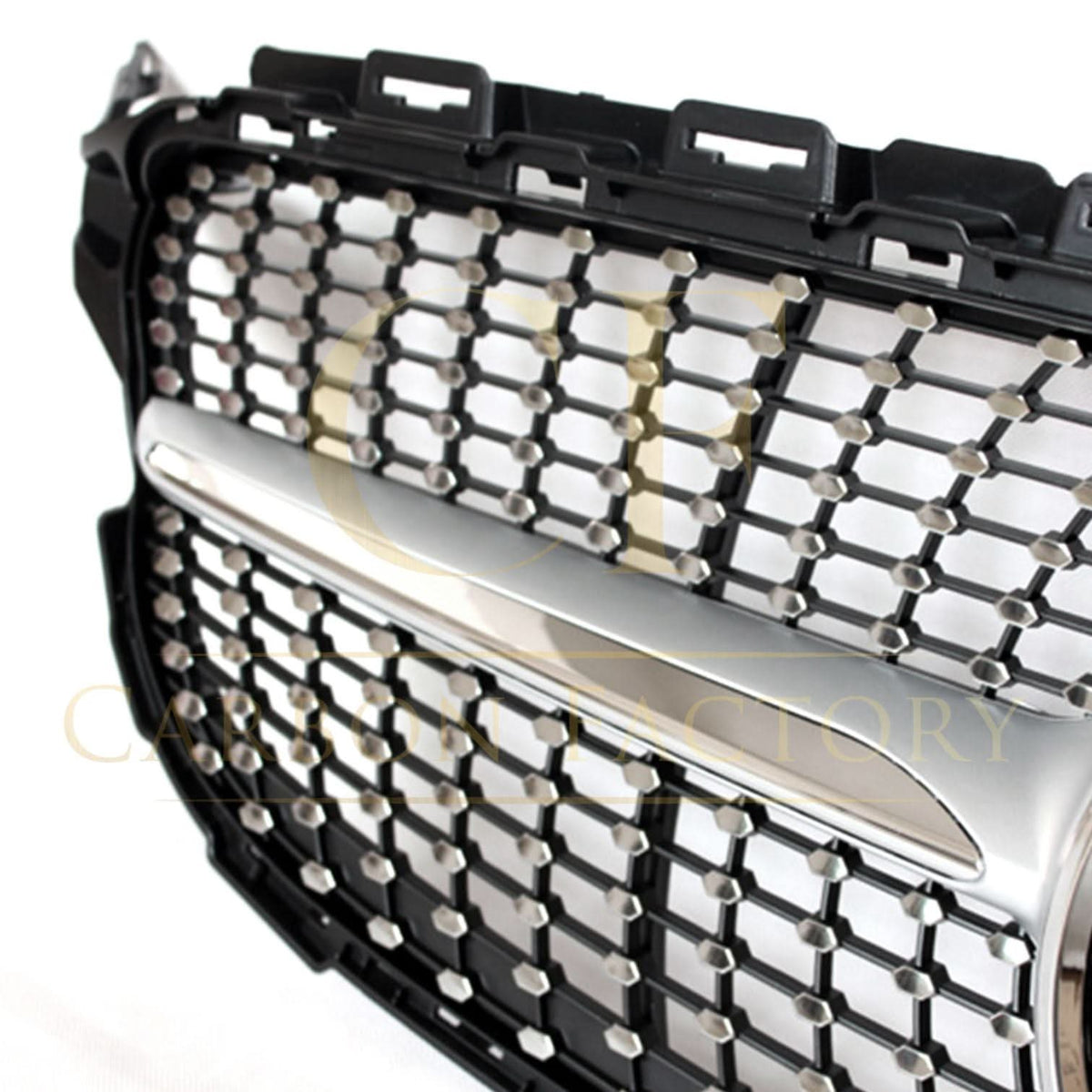 W205 C-Class Diamond Front Grille - Gloss Black, Direct Fit